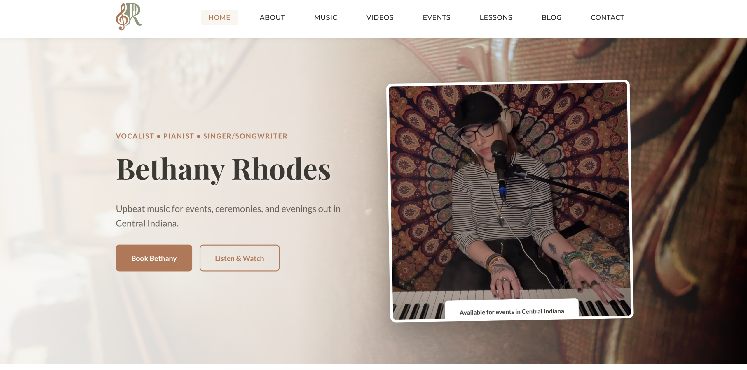 Screenshot of website showing earthy tones