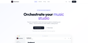 Screenshot of landing page