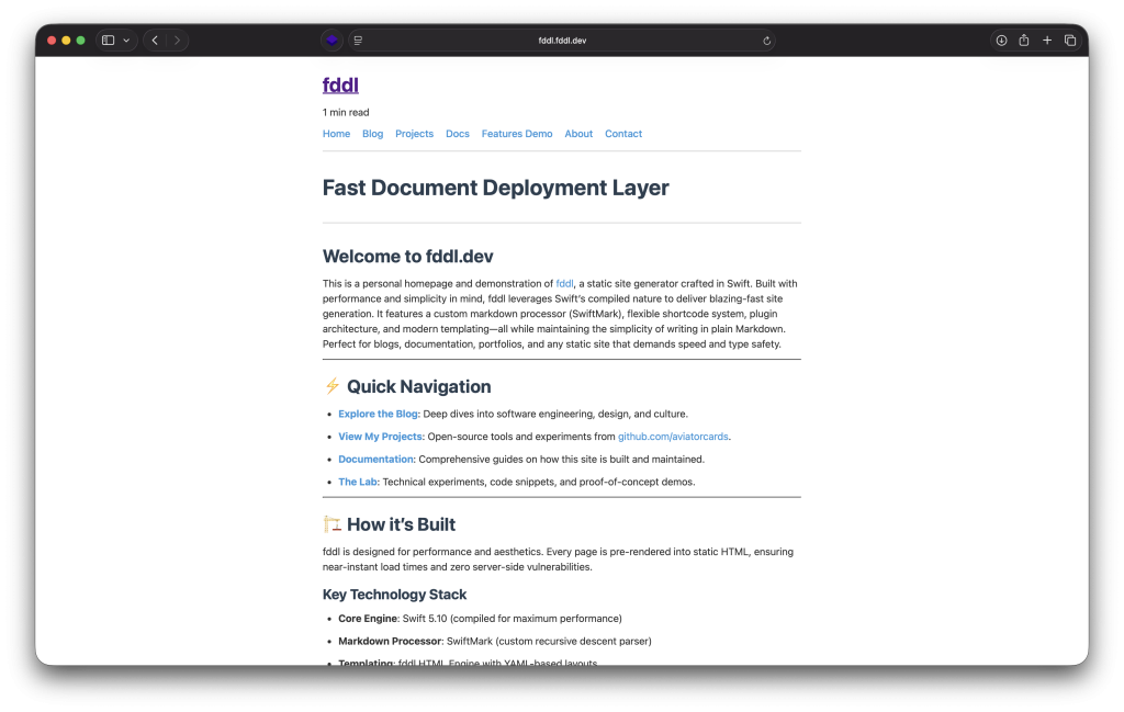 Screenshot of the old fddl.dev