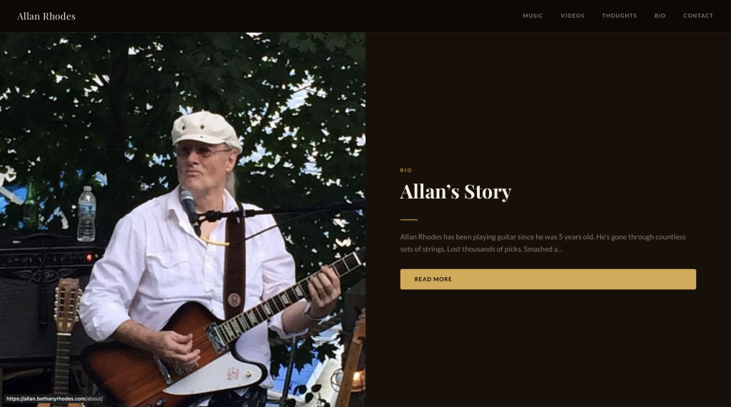 Hero image section of Allan Rhodes' website